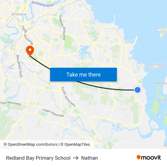 Redland Bay Primary School to Nathan map