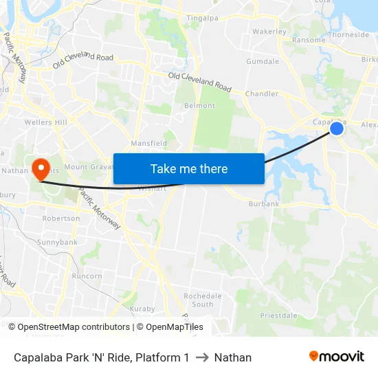 Capalaba Park 'N' Ride, Platform 1 to Nathan map