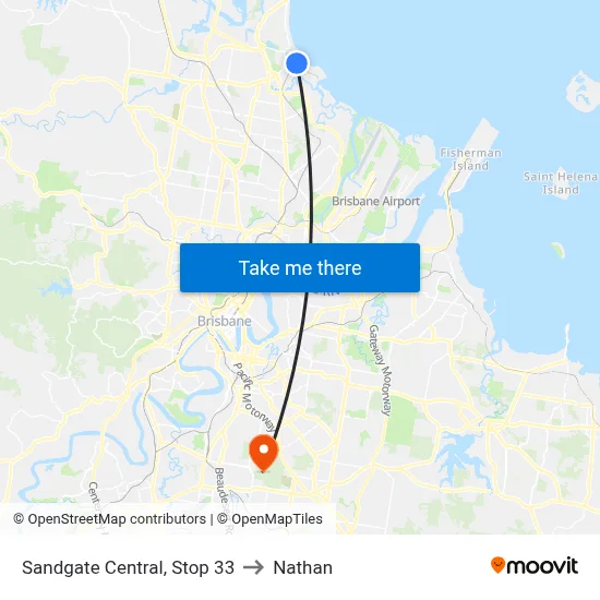 Sandgate Central, Stop 33 to Nathan map