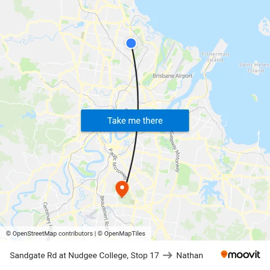 Sandgate Rd at Nudgee College, Stop 17 to Nathan map