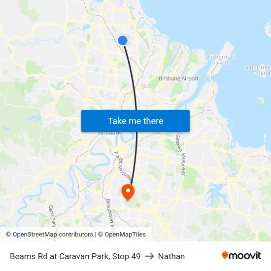 Beams Rd at Caravan Park, Stop 49 to Nathan map