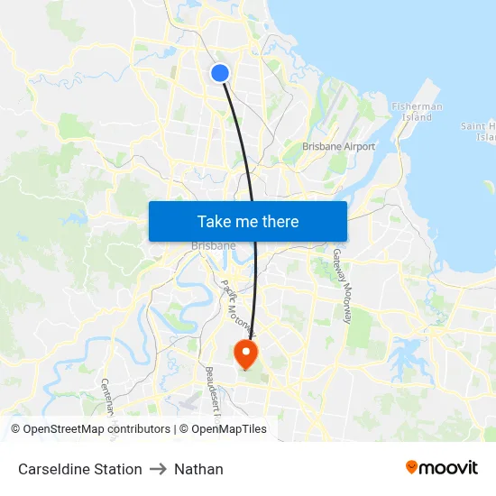 Carseldine Station to Nathan map