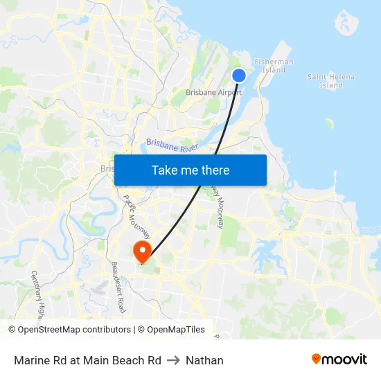 Marine Rd at Main Beach Rd to Nathan map