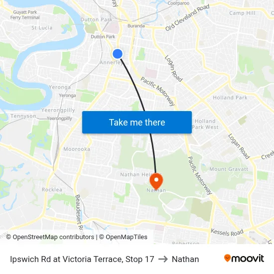 Ipswich Rd at Victoria Terrace, Stop 17 to Nathan map