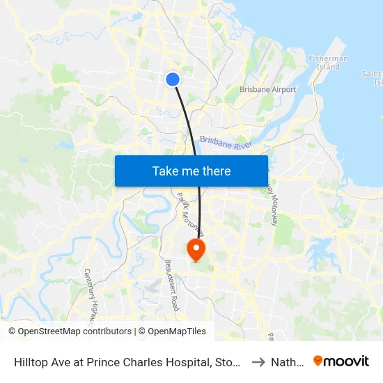 Hilltop Ave at Prince Charles Hospital, Stop 35 to Nathan map