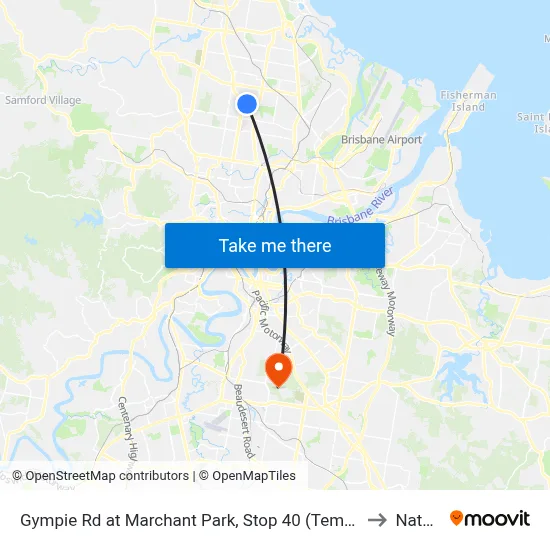 Gympie Rd at Marchant Park, Stop 40 (Temp Closure) to Nathan map