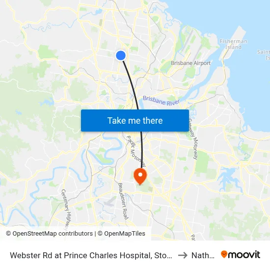 Webster Rd at Prince Charles Hospital, Stop 38 to Nathan map