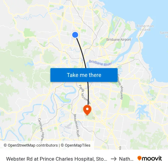 Webster Rd at Prince Charles Hospital, Stop 38 to Nathan map