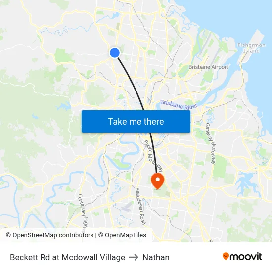 Beckett Rd at Mcdowall Village to Nathan map