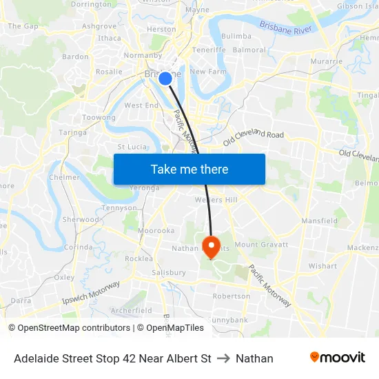 Adelaide Street Stop 42 Near Albert St to Nathan map
