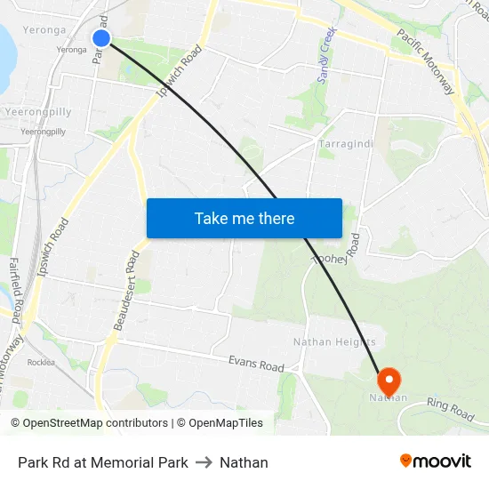 Park Rd at Memorial Park to Nathan map