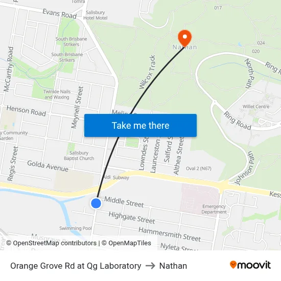 Orange Grove Rd at Qg Laboratory to Nathan map