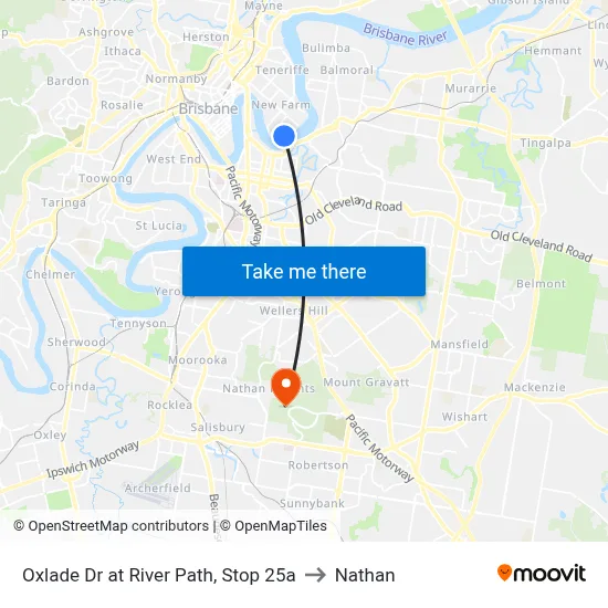 Oxlade Dr at River Path, Stop 25a to Nathan map