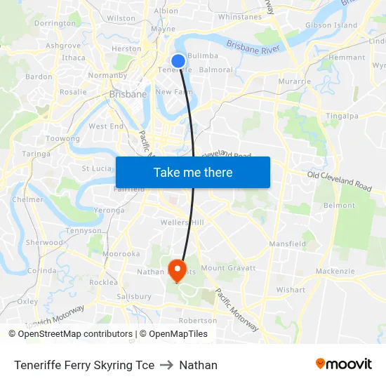 Teneriffe Ferry Skyring Tce to Nathan map