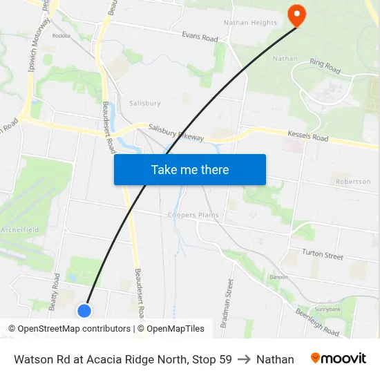 Watson Rd at Acacia Ridge North, Stop 59 to Nathan map