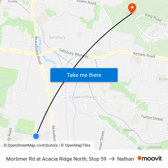 Mortimer Rd at Acacia Ridge North, Stop 59 to Nathan map