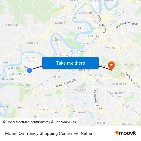 Mount Ommaney Shopping Centre to Nathan map