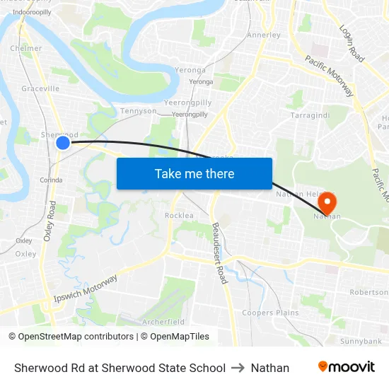 Sherwood Rd at Sherwood State School to Nathan map