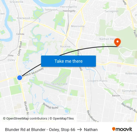Blunder Rd at Blunder - Oxley, Stop 66 to Nathan map
