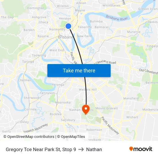 Gregory Tce Near Park St, Stop 9 to Nathan map