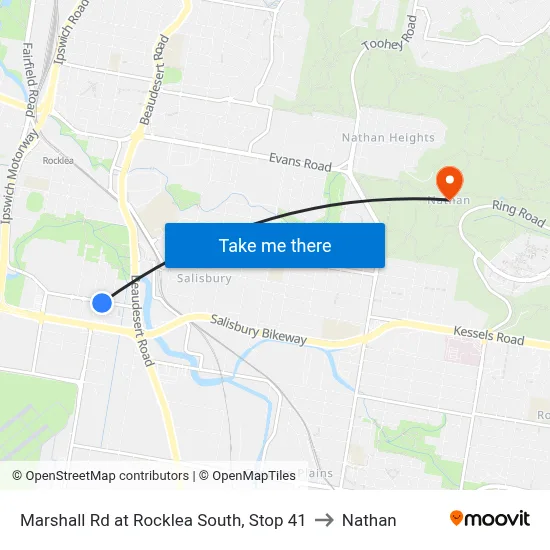Marshall Rd at Rocklea South, Stop 41 to Nathan map