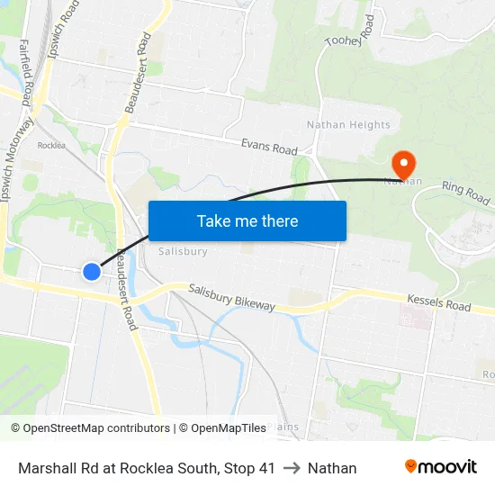 Marshall Rd at Rocklea South, Stop 41 to Nathan map