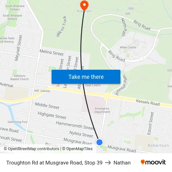 Troughton Rd at Musgrave Road, Stop 39 to Nathan map