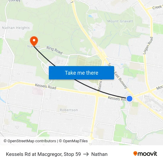 Kessels Rd at Macgregor, Stop 59 to Nathan map