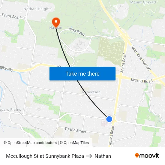Mccullough St at Sunnybank Plaza to Nathan map