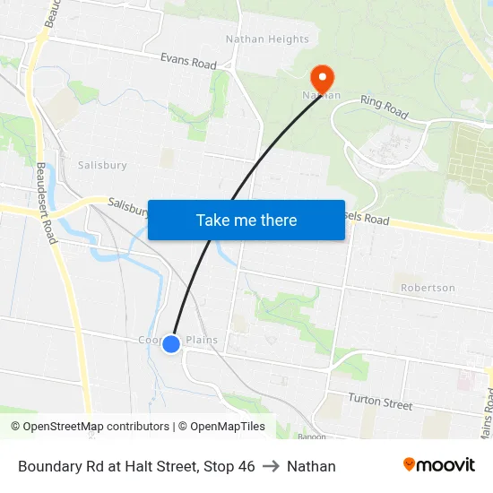 Boundary Rd at Halt Street, Stop 46 to Nathan map
