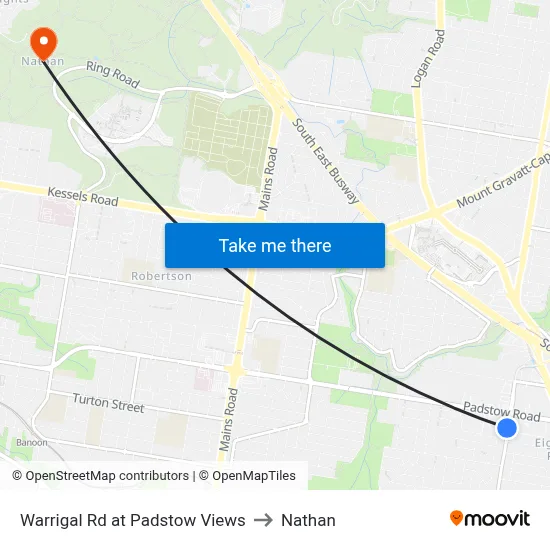 Warrigal Rd at Padstow Views to Nathan map