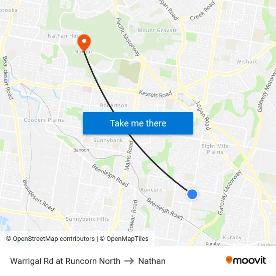 Warrigal Rd at Runcorn North to Nathan map