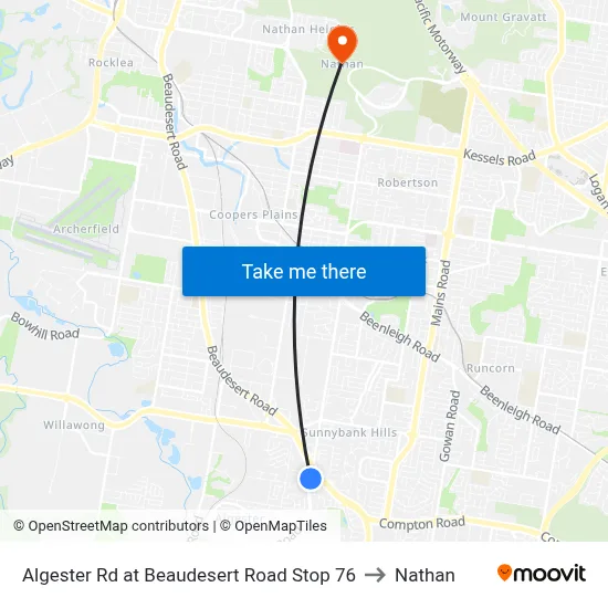 Algester Rd at Beaudesert Road Stop 76 to Nathan map