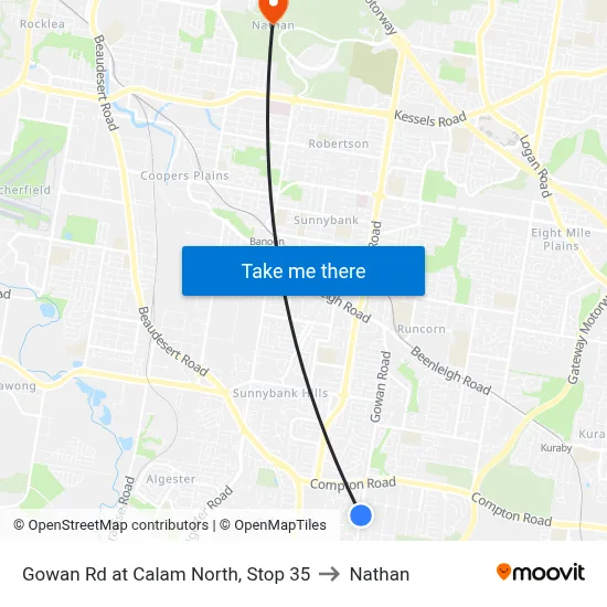 Gowan Rd at Calam North, Stop 35 to Nathan map