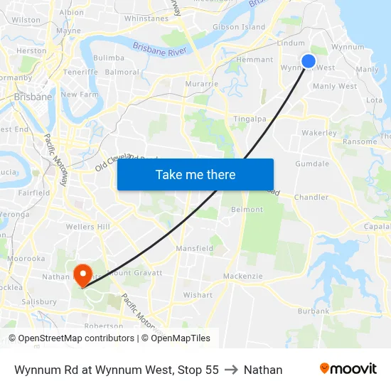 Wynnum Rd at Wynnum West, Stop 55 to Nathan map