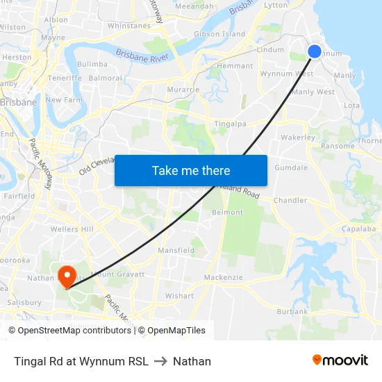 Tingal Rd at Wynnum RSL to Nathan map