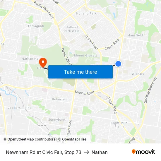 Newnham Rd at Civic Fair, Stop 73 to Nathan map