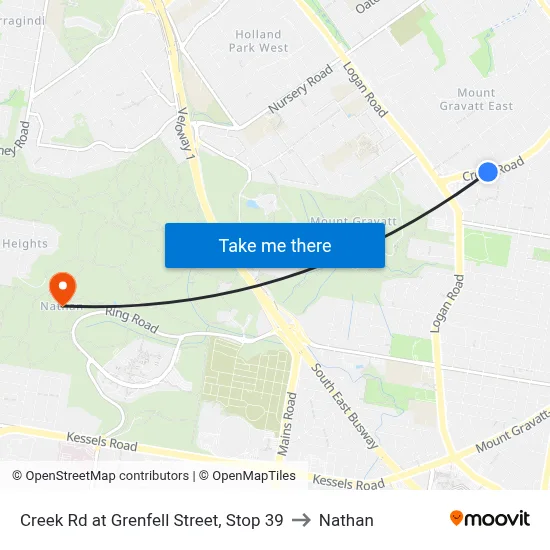 Creek Rd at Grenfell Street, Stop 39 to Nathan map