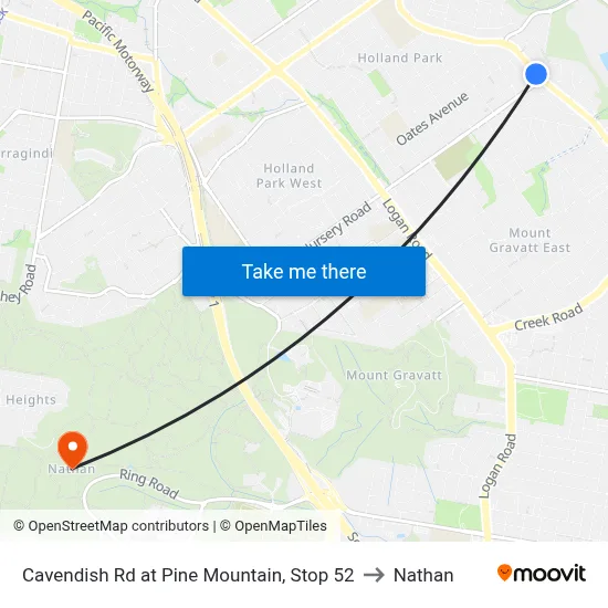 Cavendish Rd at Pine Mountain, Stop 52 to Nathan map