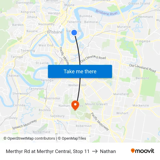 Merthyr Rd at Merthyr Central, Stop 11 to Nathan map