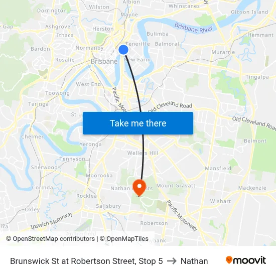 Brunswick St at Robertson Street, Stop 5 to Nathan map