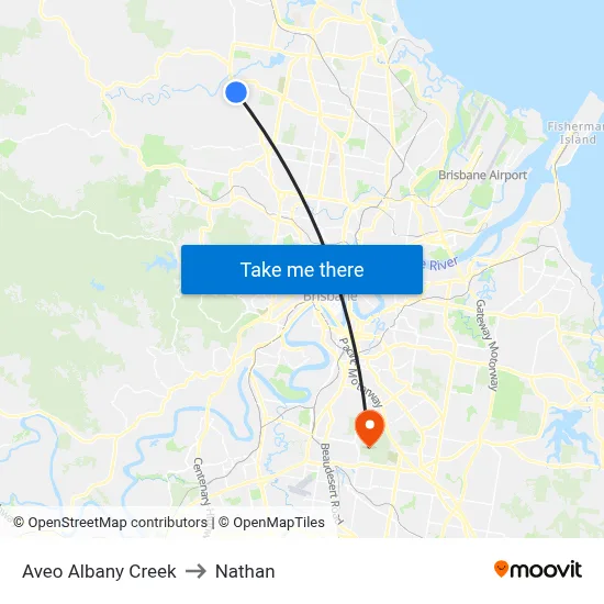 Aveo Albany Creek to Nathan map