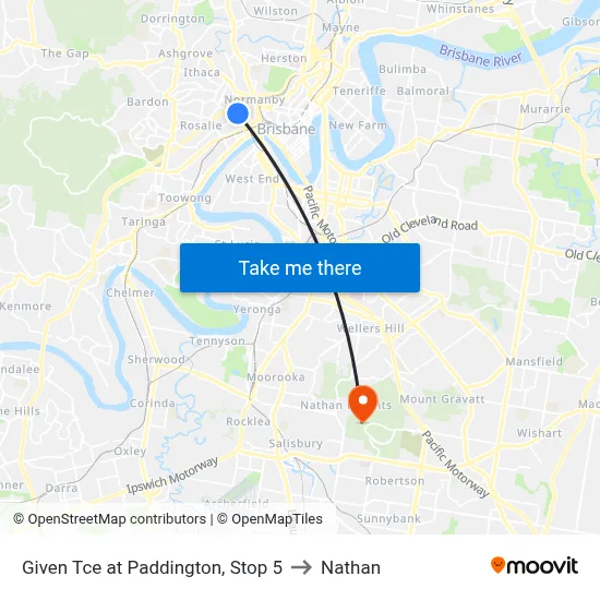 Given Tce at Paddington, Stop 5 to Nathan map