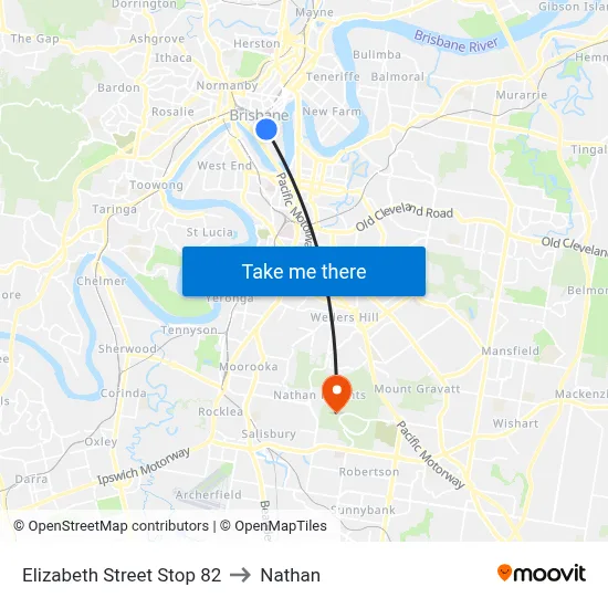 Elizabeth Street Stop 82 to Nathan map