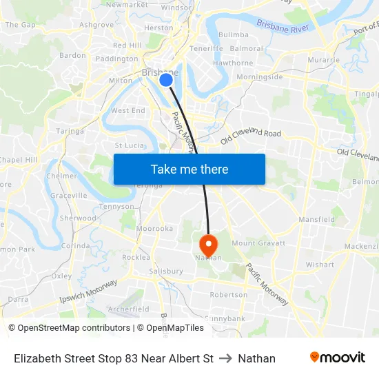 Elizabeth Street Stop 83 Near Albert St to Nathan map
