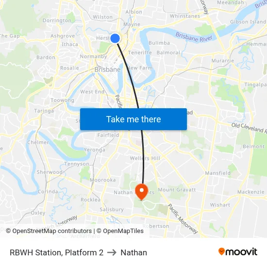 RBWH Station, Platform 2 to Nathan map