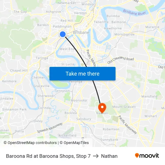 Baroona Rd at Baroona Shops, Stop 7 to Nathan map