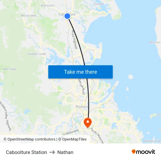 Caboolture Station to Nathan map