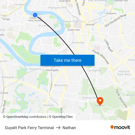 Guyatt Park Ferry Terminal to Nathan map