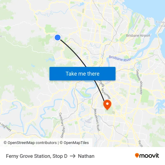 Ferny Grove Station, Stop D to Nathan map